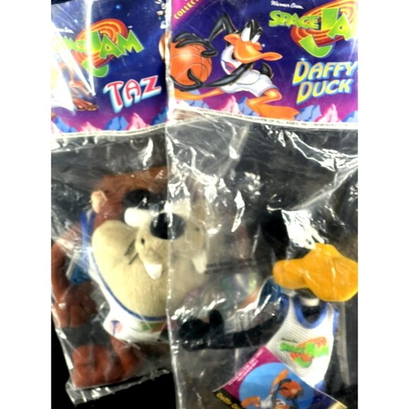 Vintage 1996 Warner Bros. Space Jam Plush Set Featuring Taz & Daffy Duck In Orig - Picture 1 of 5